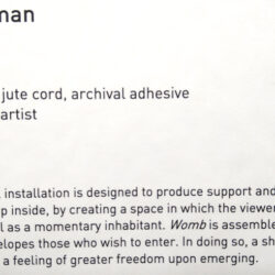 "Womb", interactive installation exhibition label, 2021