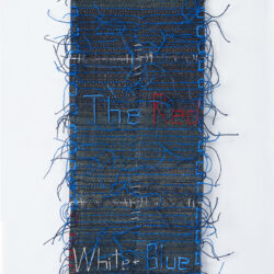 Blue Tapestry (Here's To The Red, White + Blue), 2021, 18.75 x 6.5", mixed media