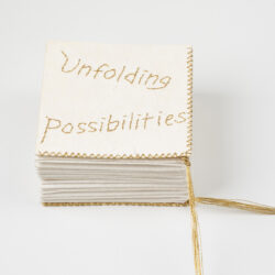 Unfolding Possibilities, (front cover) 2021, 6+ x 78" x 6+", mixed media artists' book
