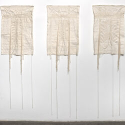 Rent Wound Tear, Mend Heal Repair, 2022, 64 x 68" (dimensions variable),  Triptych Installation 