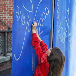 "Let Joy Be Our Warp and Weft", 2025, 10' x  25'  x .5" (variable), canvas, paint/glaze, cord.  Photo: Tiffanie Hsu
