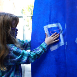 "Let Joy Be Our Warp and Weft", 2025, 10' x  25'  x .5" (variable), canvas, paint/glaze, cord.  Photo: Tiffanie Hsu