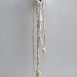Drip Dry, 2026, 27.5 x 3.5 x 4", plaster cloth, cardboard roll, assorted cord, acrylic paint